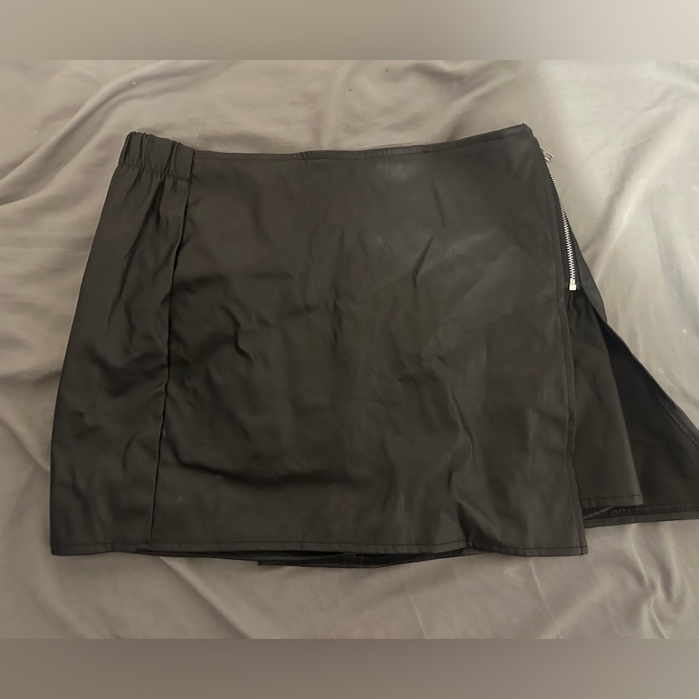 Black Faux Leather Mini Skirt